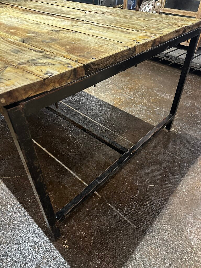 Teak Work Table w/ Iron Base