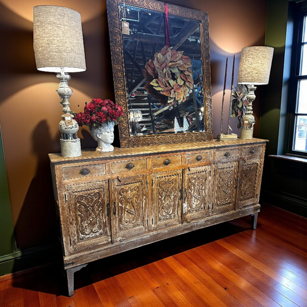 Carved Wood 6 Door 6 Drawer Sideboard
