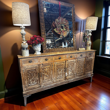 Carved Wood 6 Door 6 Drawer Sideboard