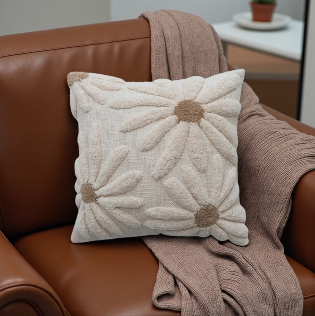 Cute Tufted Daisy Cotton Pillow - 18"