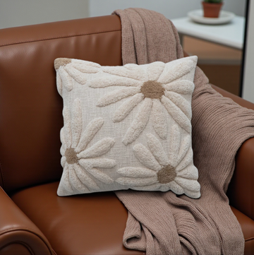 Cute Tufted Daisy Cotton Pillow - 18"