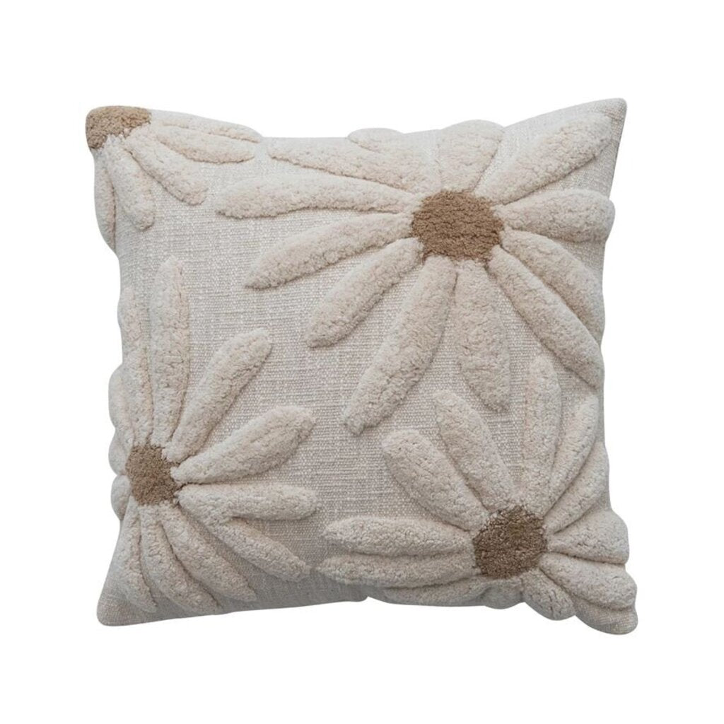 Cute Tufted Daisy Cotton Pillow - 18"