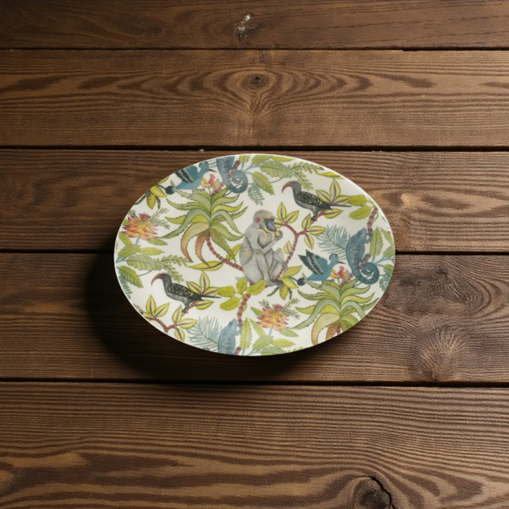 Oval Stoneware Botanical Rainforest Platter