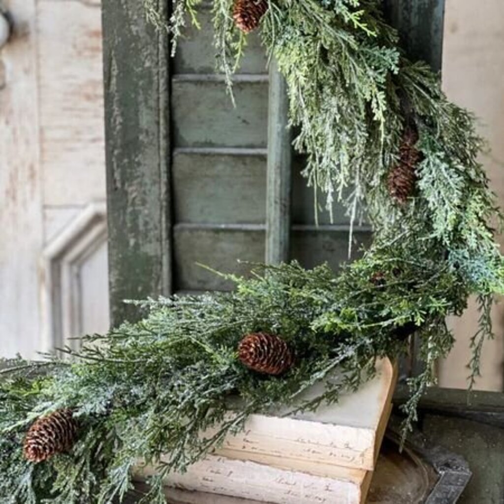 Silver Thread Cedar Garland - 6'