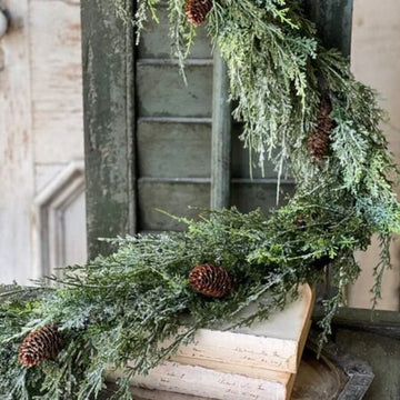 Silver Thread Cedar Garland - 6'