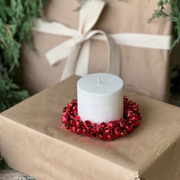 Red Jingle All The Way Candle Ring - 5"