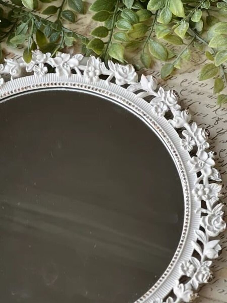 Budding White Circle Mirror- 9.75"