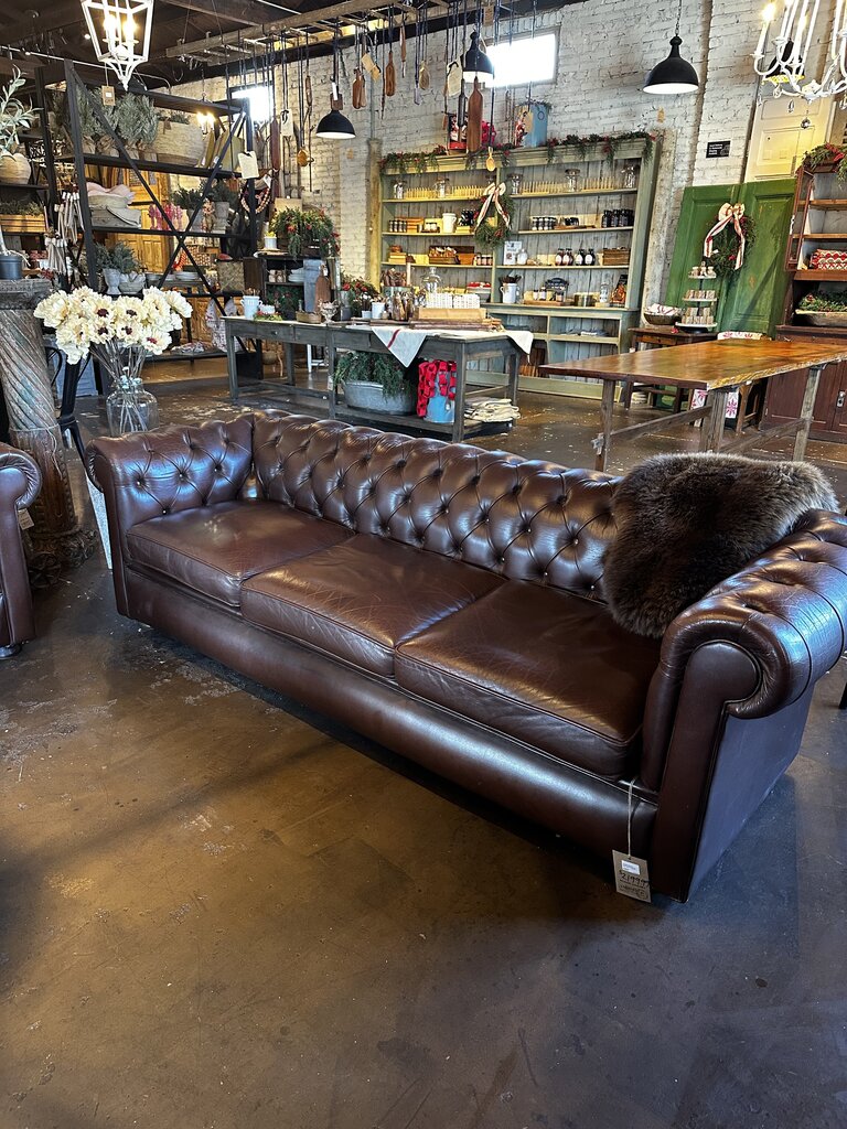 Brown Leather Chesterfield Sofa