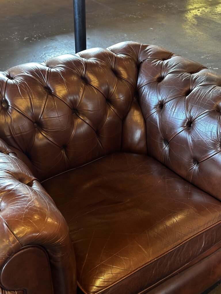 Brown Leather Chesterfield Arm Chair