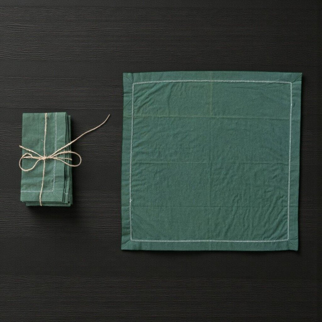 Beautiful Green Napkin w/ Stitching