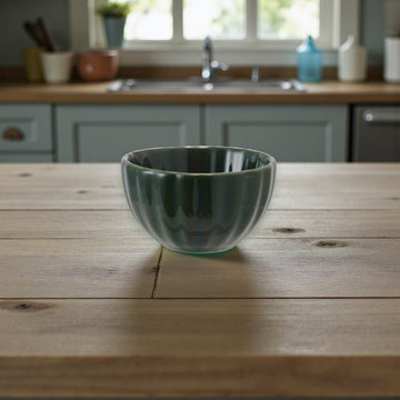 Beautiful Ribbed Green Bowl