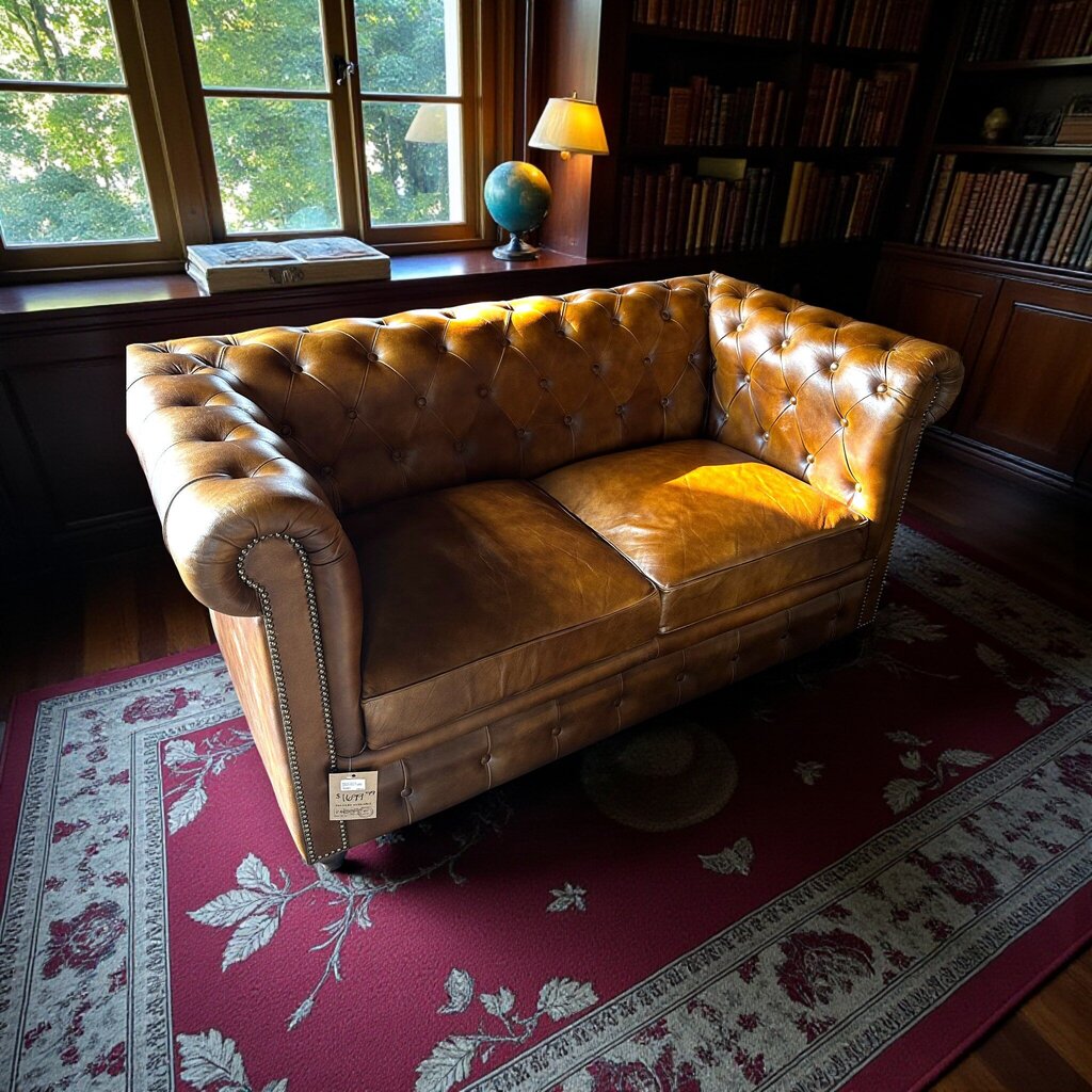 Buffalo Leather Chesterfield Loveseat