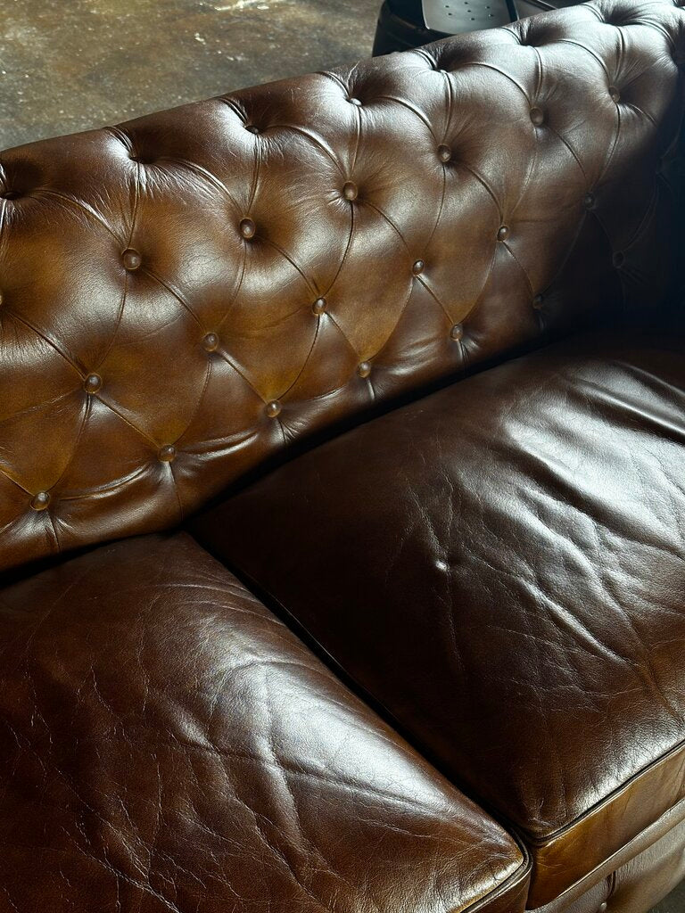 Buffalo Leather Chesterfield Loveseat