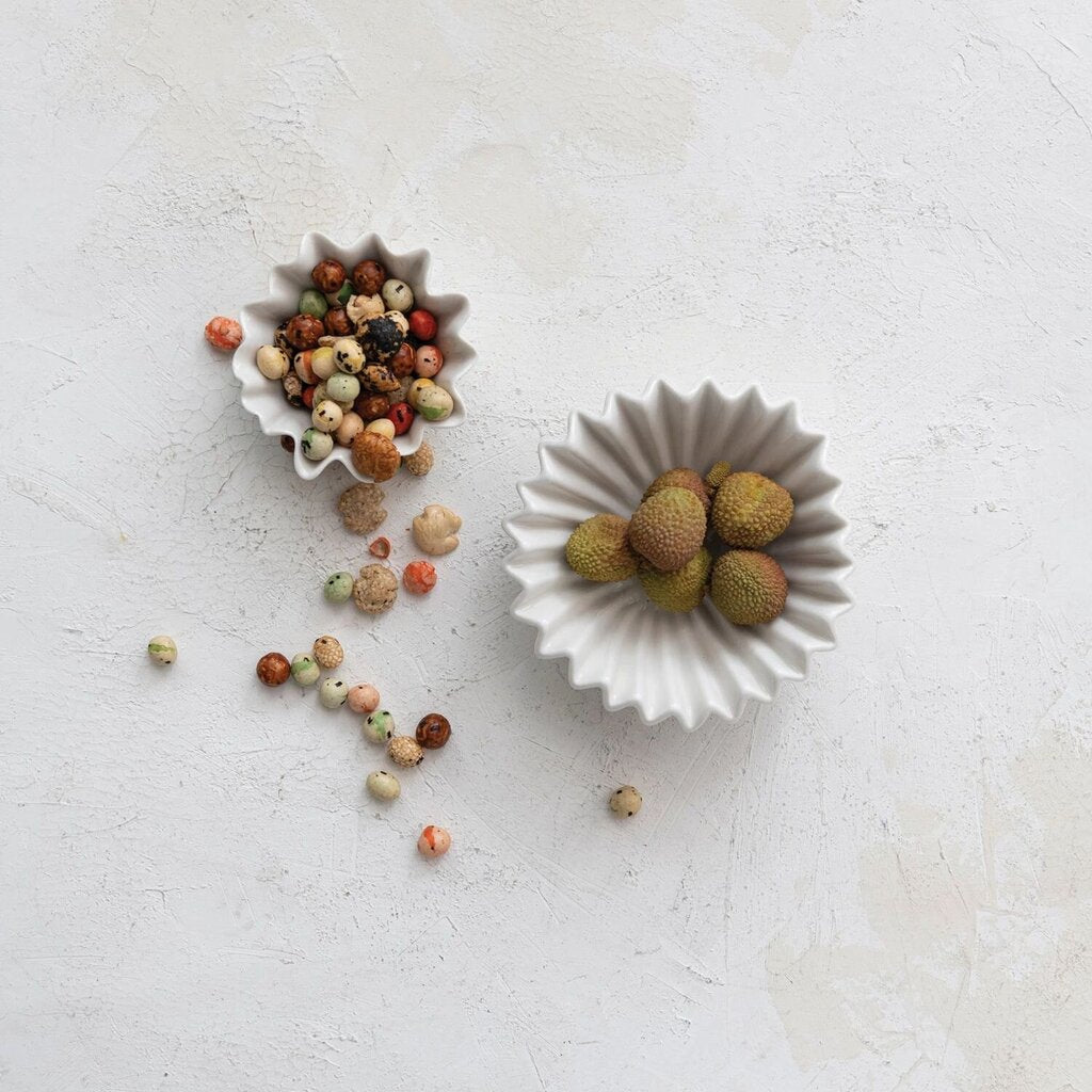 Beautiful Stoneware Fluted Bowl- White