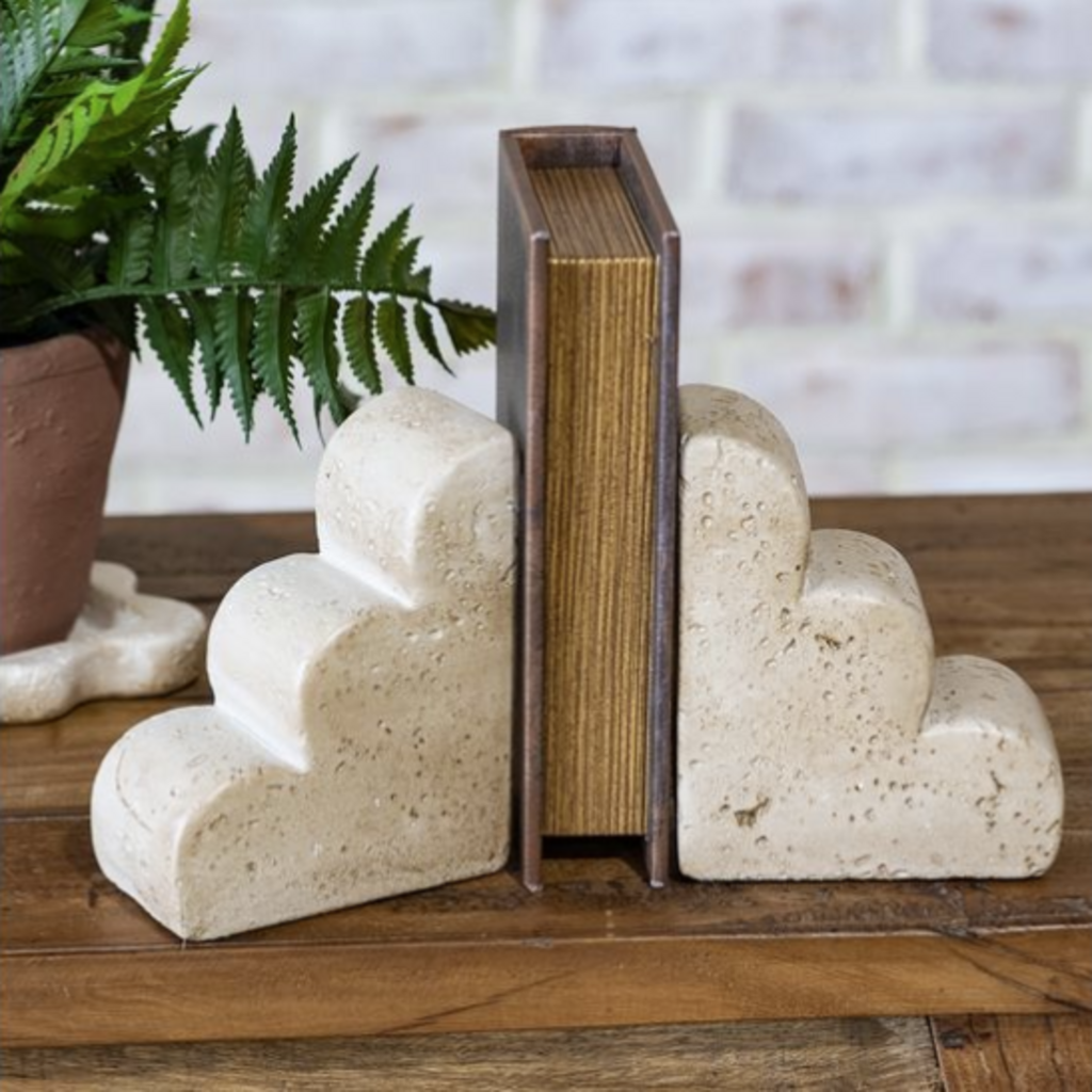 Scallop Edge Cement Bookends- Set