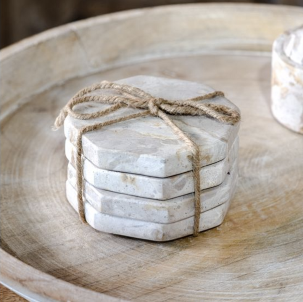 Beautiful Marble Octagon Coasters- Set of 4
