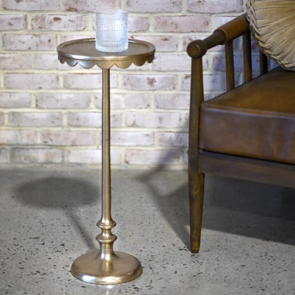 Antique Brass Scallop Edge Side Table