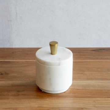 Round Marble Container + Gold Knob