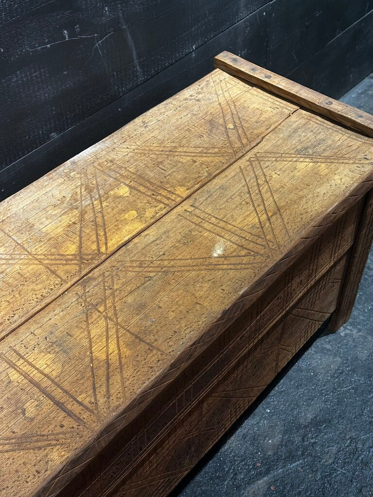 Early European Natural Carved Trunk