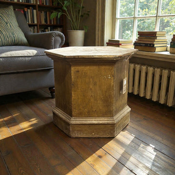 Old Wooden Hexagonal Pedestal