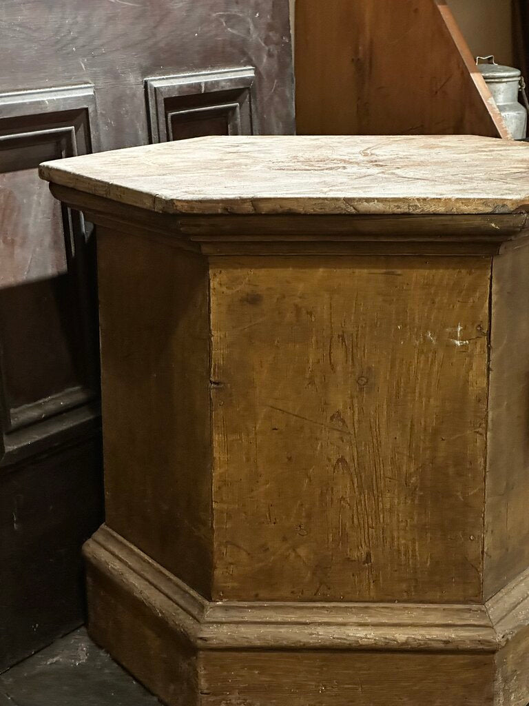 Old Wooden Hexagonal Pedestal