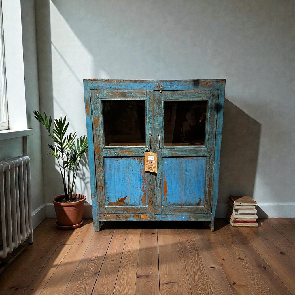 2 Door Blue Wooden Cabinet