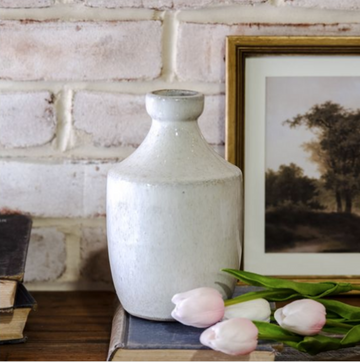 White Ceramic Vase - 7.7"
