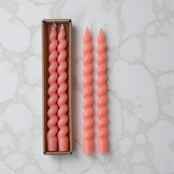 Unscented Pink Twist Candles- Set of 2
