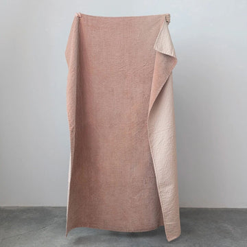 Blush Cotton Velvet Throw + Kantha Stich