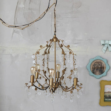 Gorgeous Metal Flower & Glass Crystal Chandelier