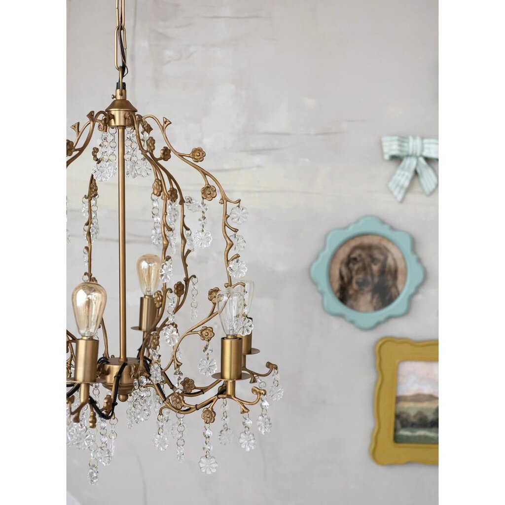 Gorgeous Metal Flower & Glass Crystal Chandelier