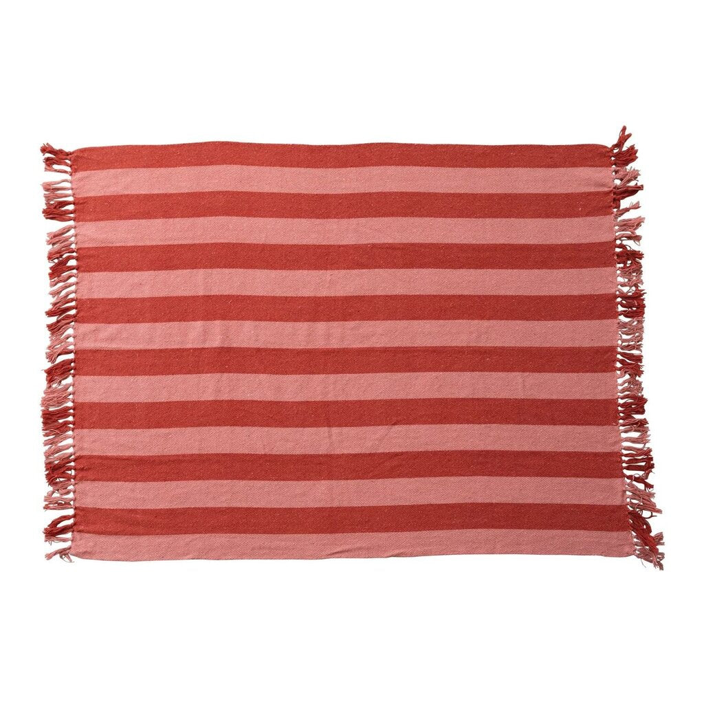 Red & Pink Woven Cotton Blend Throw