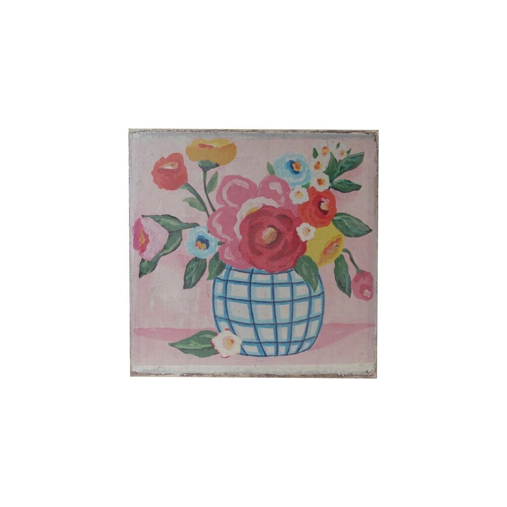 Canvas Wall Decor + Flowers in Grid Vase