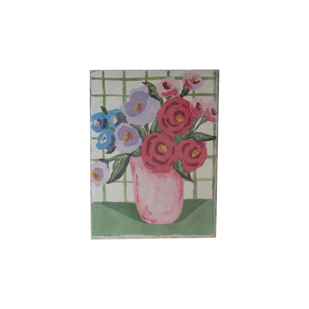 Canvas Wall Decor + Flowers & Grid Background