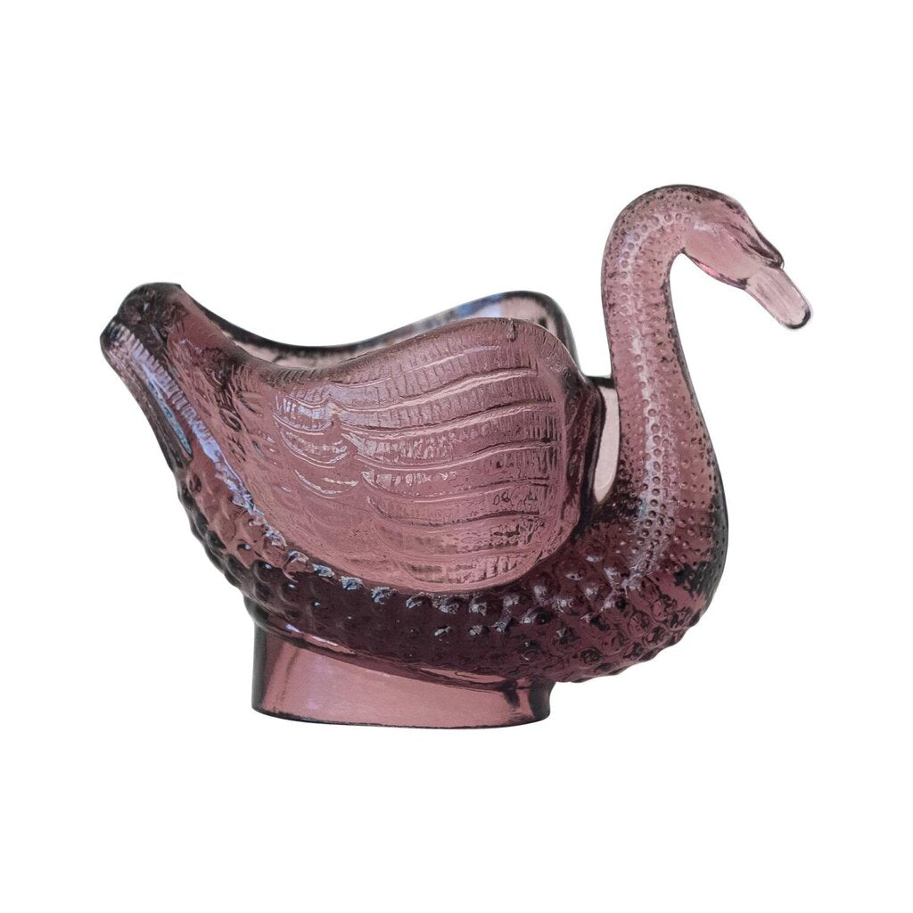 Fun Purple Glass Swan Dish/ Spoon Holder