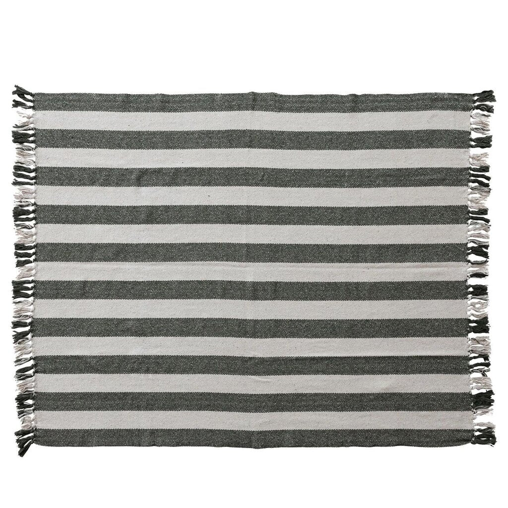 Natural & Green Recycled Cotton Striped Throw
