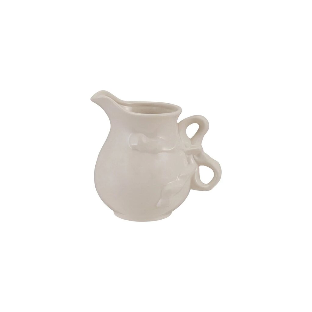 Bow Handle Cream Stoneware Pitcher
