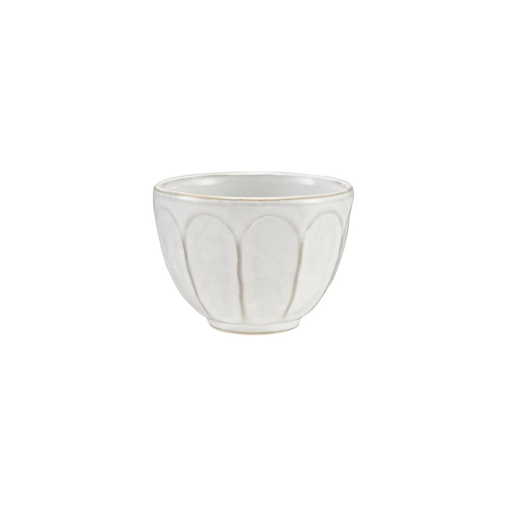 White Stoneware Ribbed Bowl