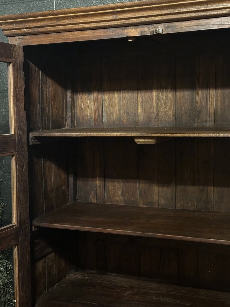 Wooden 2 Glass Door w/ 1 Drawer Cabinet