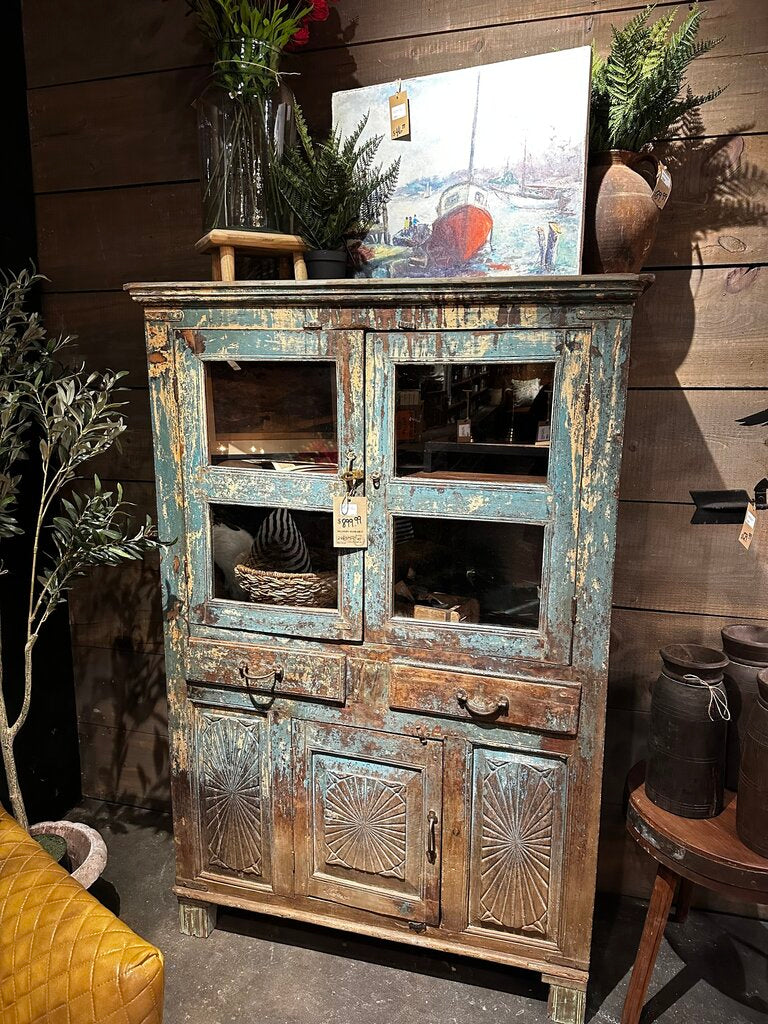 Chippy Blue Old World Cabinet
