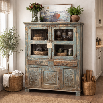 Chippy Blue Old World Cabinet