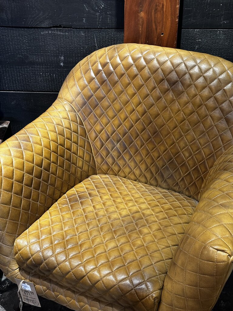 Mustard Quilted Leather Chair