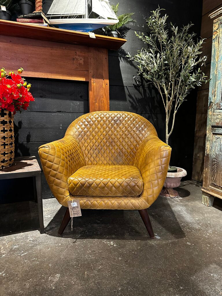 Mustard Quilted Leather Chair