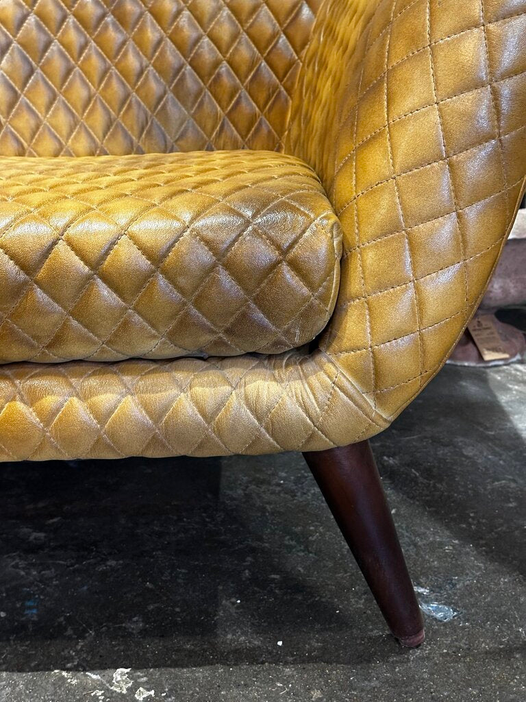 Mustard Quilted Leather Chair