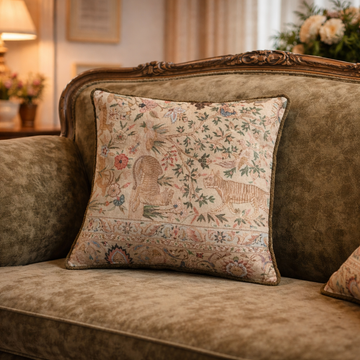 Square Cotton Velvet Pillow w/ Safari Animals