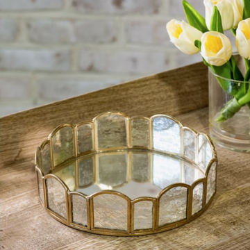 Brass & Glass Round Tray