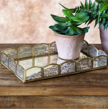 Glass & Brass Rectangle Tray