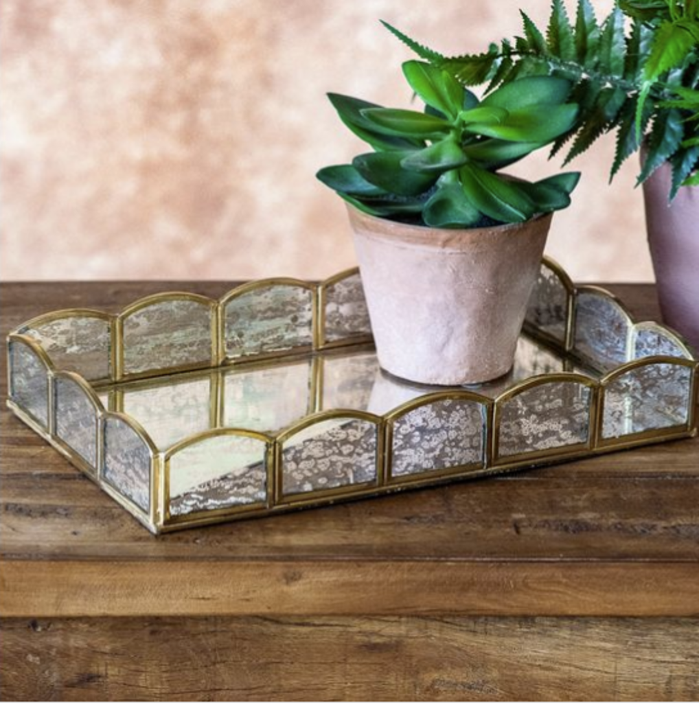 Glass & Brass Rectangle Tray