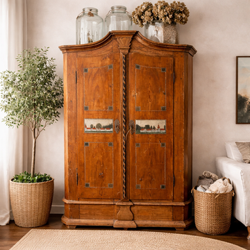 Hand Painted Village German Cupboard