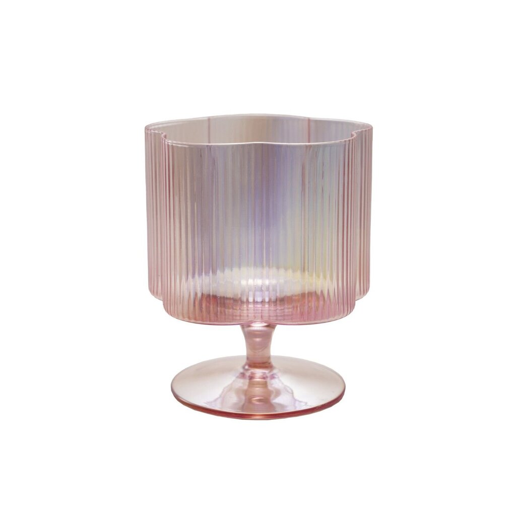 Hand-Blown Pleated Stemmed Glass